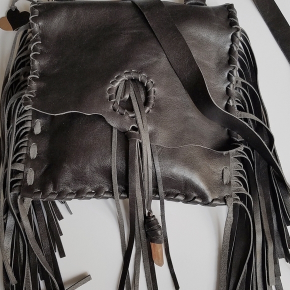 Genuine Leather "Citrine Point Boho" Bag - Picture 3 of 4